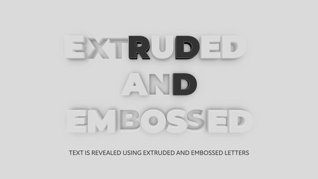 Text is revealed using extruded and embossed letters.