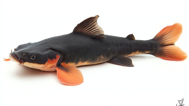 Asian redtail catfish on White background