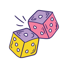 Dices  color doodle icon with white background vector stock illustration