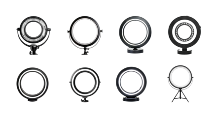 Collection of Ring Light isolate on transparency background