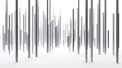 The image presents an abstract pattern composed of numerous vertical lines of varying heights and shades of gray against a white background.  The lines are rectangular in shape, creating a sense of