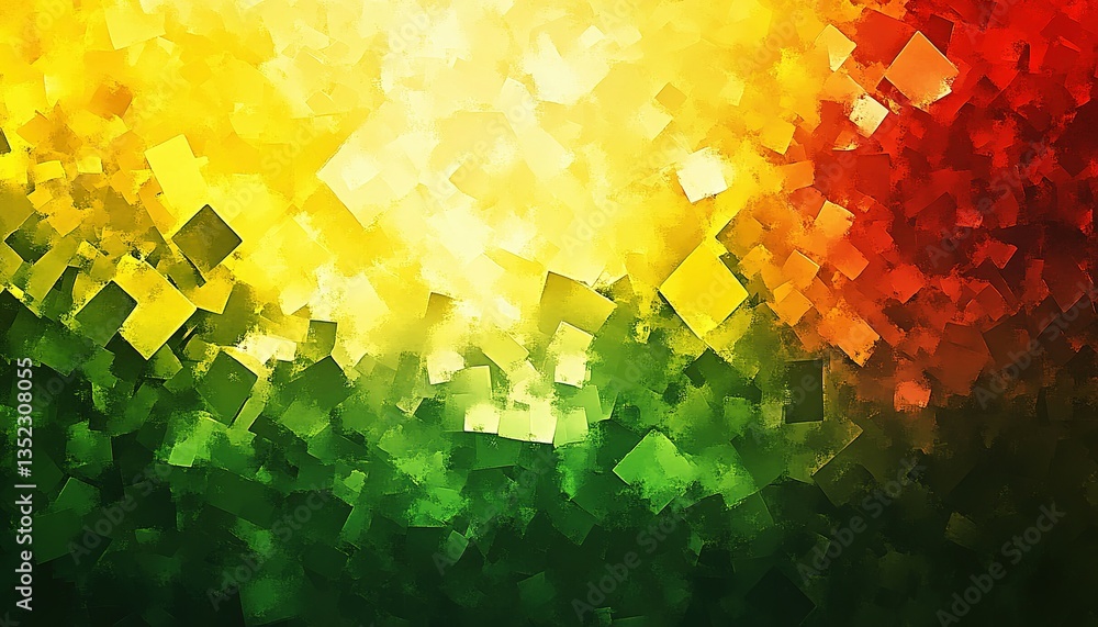 Poster abstract artwork featuring blocks of various colors and textures