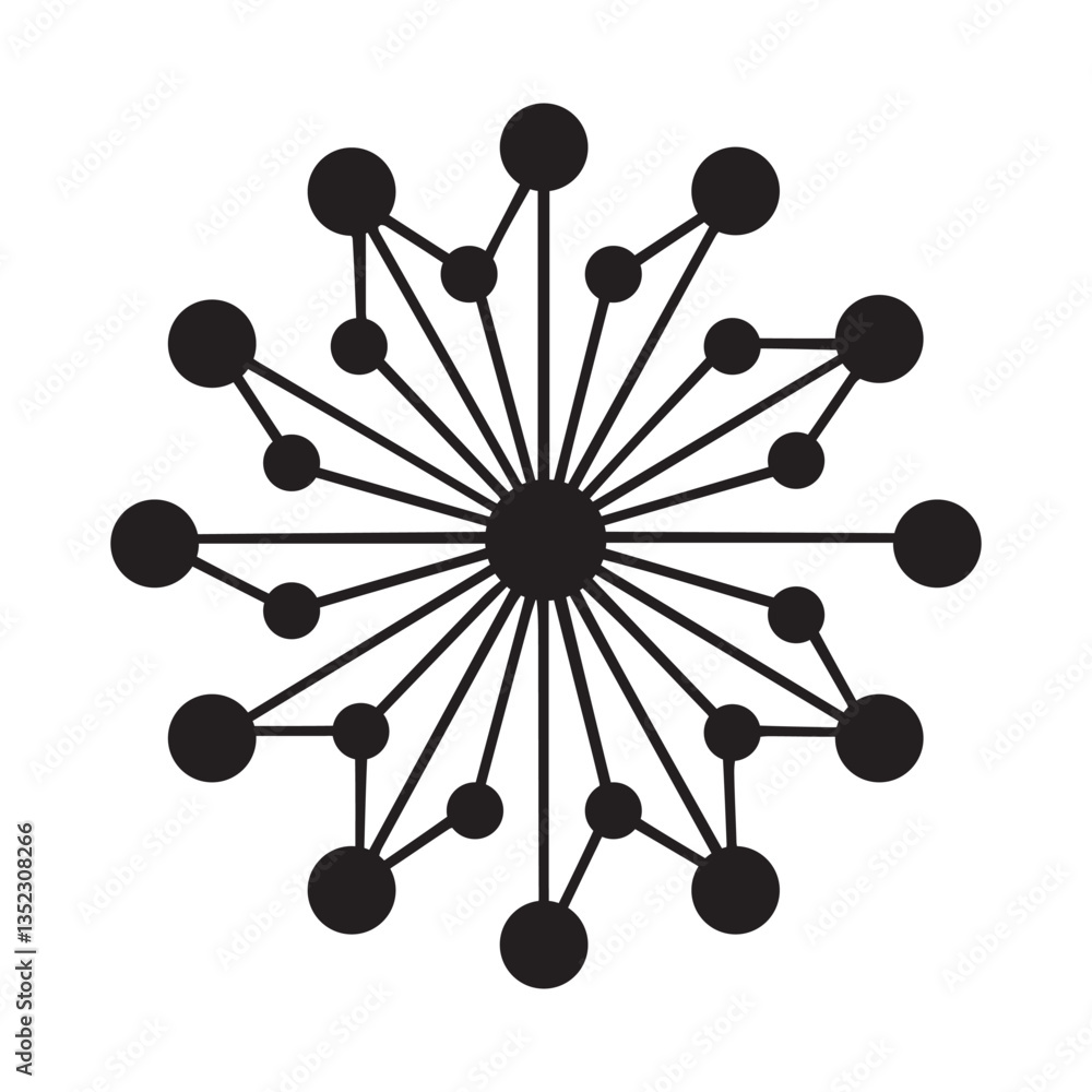 Poster abstract complex network graphic showcasing interconnected nodes.