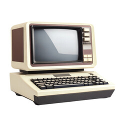 Vintage Personal Computer Retro Tech Nostalgia Beige Brown Keys Screen,