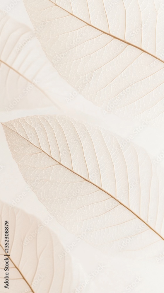 Poster delicate leaf veins captured in a macro shot, creating a soft and ethereal aesthetic