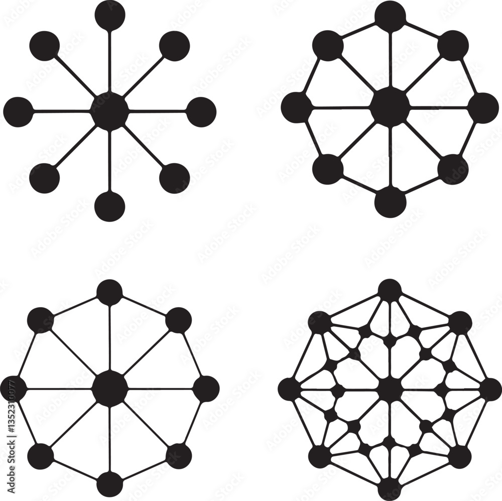 Poster abstract complex network graphic showcasing interconnected nodes.