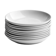 Stack of White Ceramic Bowls isolated on transparent background