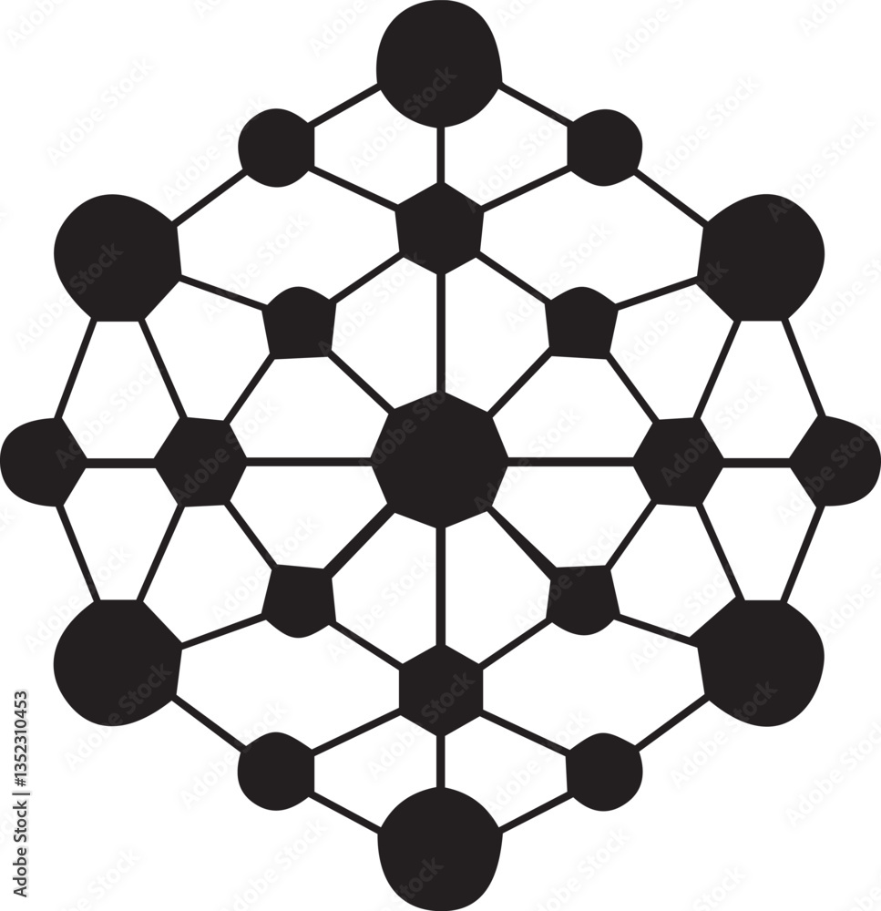 Poster abstract complex network graphic showcasing interconnected nodes.