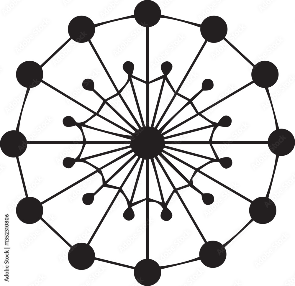 Poster abstract complex network graphic showcasing interconnected nodes.