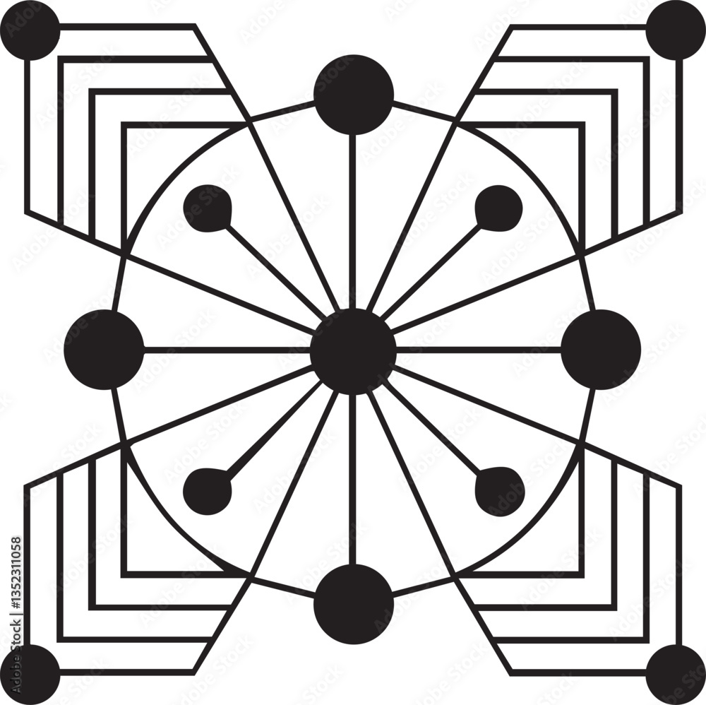 Aufkleber abstract complex network graphic showcasing interconnected nodes.