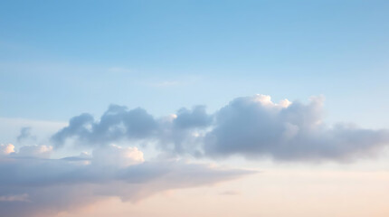 A calming sky background featuring soft, fluffy clouds drifting across a pastel blue gradient. Ideal for digital art, social media, and web design. Created with generative AI.