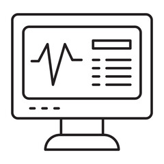 Heart Rate Monitor Vector Line Icon Design
