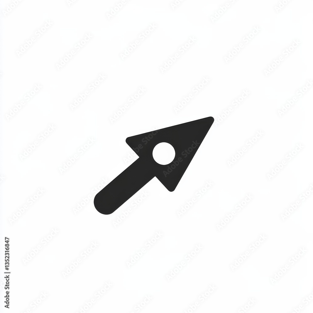 Poster black arrow cursor pointing upward on white background - minimalist design concept