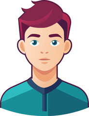 Flat Vector Avatar of Young Man with Red Hair, Stylized cartoon illustration of a young man with red hair and teal shirt, ideal for user profiles, icons, or digital identities.

