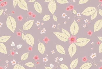 Subtle, minimalist summer leaf pattern; delicate floral details on seamless vector background, graphic, delicate