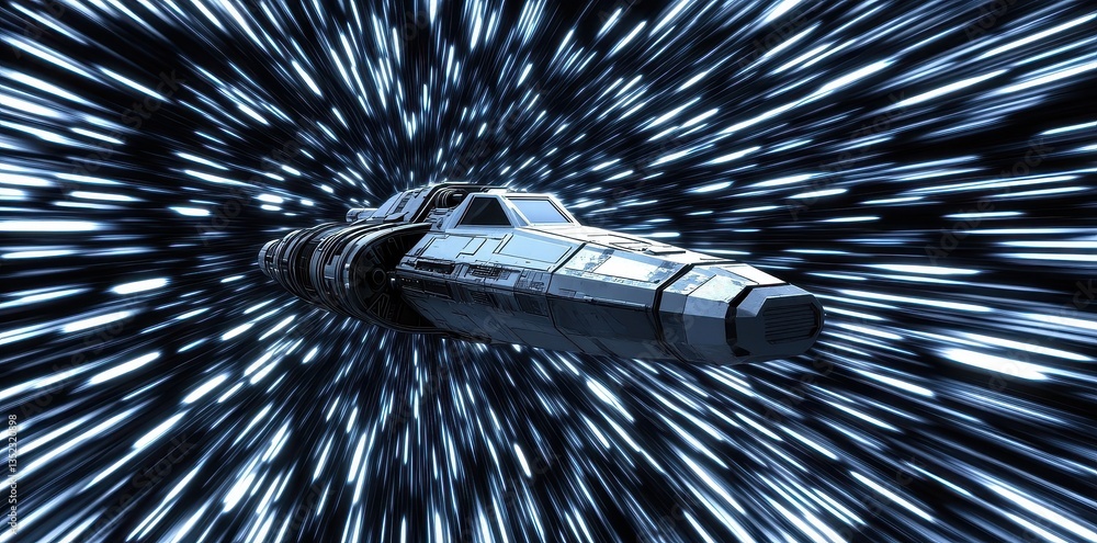 Aufkleber a spaceship traveling at high speed through a dynamic space tunnel