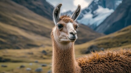 a llama in the mountains of Peru 