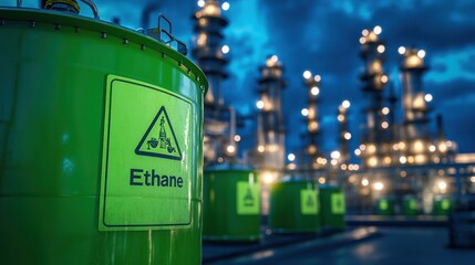 Ethane Storage at Night: Industrial Chemical Refinery