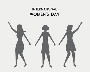 International Women's Day: Three Female Silhouettes with World Map