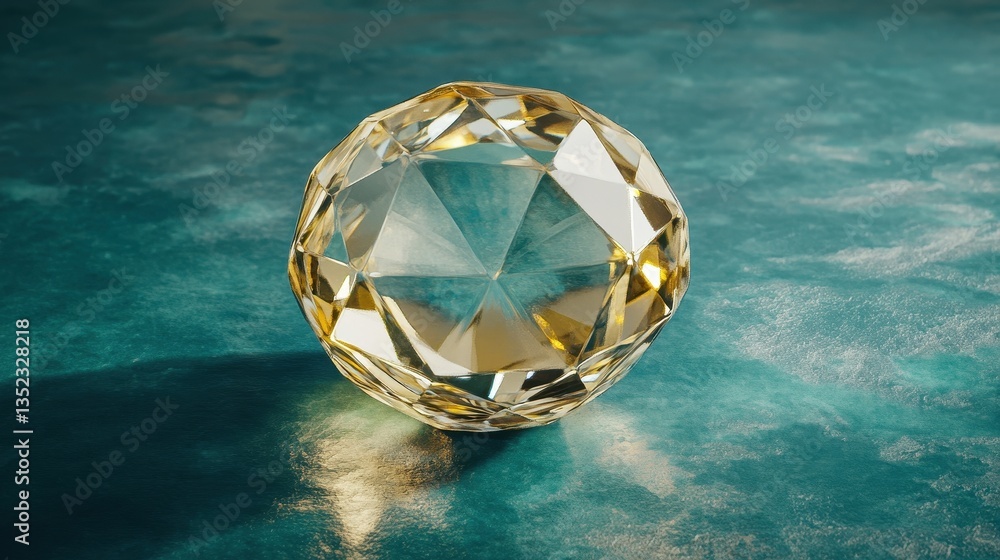 Poster a faceted translucent gemstone rests on a textured surface