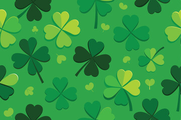 Green Clover Pattern St. Patrick's Day design with Three & Four Leaf Clover Motifs