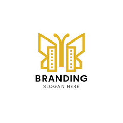 Butterfly building logo template.