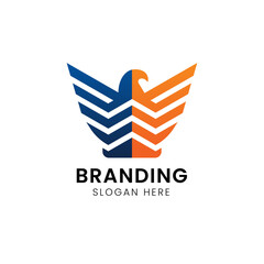 Iconic geometric eagle bird logo.