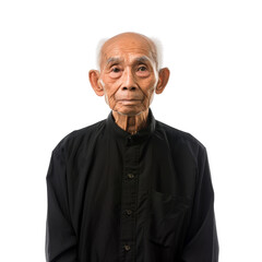 Obraz premium Elderly man with wise expression in traditional clothing standing confidently