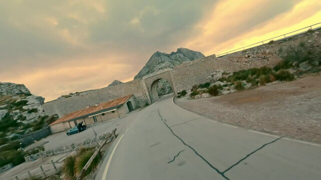 Road in the mountains, Sa Calobra Mallorca - FPV Drone Footage