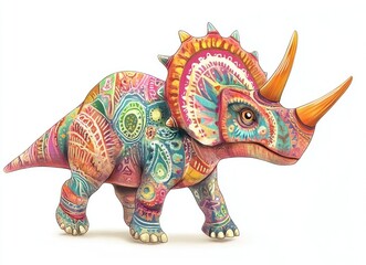 Obraz premium Triceratops full-body side view white background