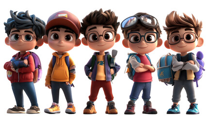 Five Animated Boys Ready for Adventure