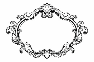 Ornament Black and White, Filigree Decorative Border, Antique Style, Floral Design