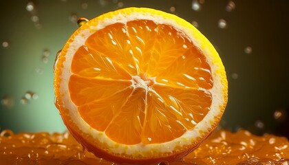 鮮やかなセグメントが見える新鮮なオレンジのスライス 