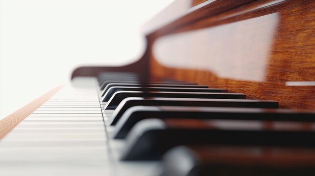 Close-Up of a Wooden Piano Keyboard