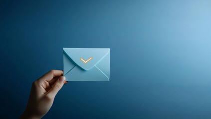 Holding a Light Blue Envelope Minimalist Design and Message Concept