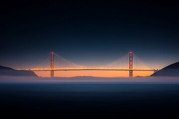 Fototapeta premium Golden Gate Bridge for Night Fog, San Francisco.