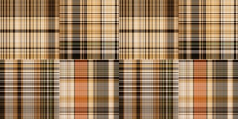 Warm fall gingham tartan check seamless border pattern. Woven classic variegated ombre check ribbon trim. Repeatable banner for washing tape and for fashion edging design