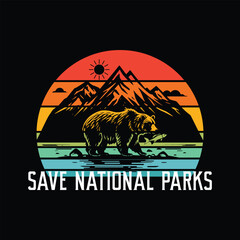 Save National Parks vintage new mountain design