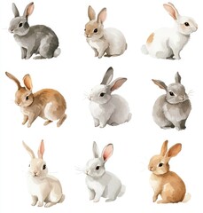 Cute rabbit  a simple watercolor 