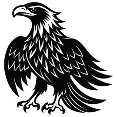 Obraz premium Eagle heads heads black and white vector, Head of an eagle in the form of the stylized tattoo. Eagle Mascot Vector Illustration
