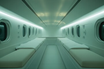 Obraz premium Minimalist futuristic train with natural lighting and negative space below