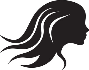 Female Silhouette with Flowing Hair - Beauty and Hairstyle Icon