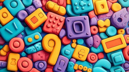 Naklejka premium Colorful Geometric Shapes and Windows in Abstract Building Design