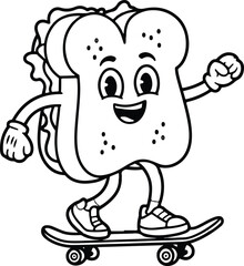 Obraz premium Sandwich bread cartoon coloring page