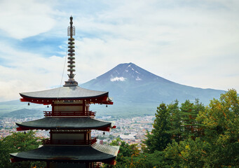 Mount Fuji pagoda view tree