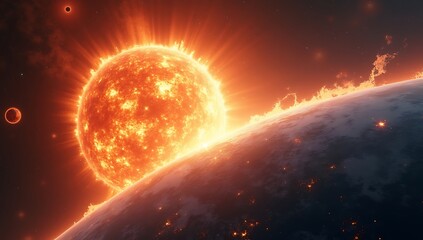 Obraz premium abstract background with space, sun, earth, sky, milky way, galaxy 