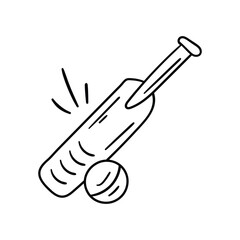 Cricket  line doodle icon with white background vector stock illustration