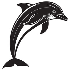 Obraz premium Dolphin icon. Dolphin silhouette on white background PrintA silhouette dolphin black and white logo vector clip art Dolphin icon. Black silhouette of a dolphin. Dolphin symbol. Vector illustration Vec