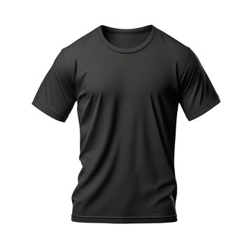 Mockup camiseta t-shirt, manga curta na cor preta. Isolada em fundo transparente. Arte para apresenta&ccedil;&atilde;o de logo, logomarca, logotipo, estampa. Ilustra&ccedil;&atilde;o para apresentar sua estampa de forma criativa