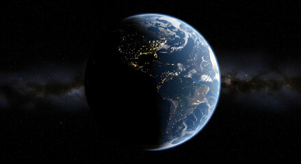 Earth at Night: A Serene Cosmic View with City Lights